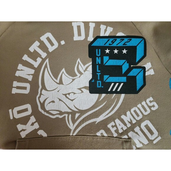 Ecko Unltd. Mens Graphic Hoodie Y2K Brown Tan World Famous Rhino Pullover Size S - Picture 6 of 15